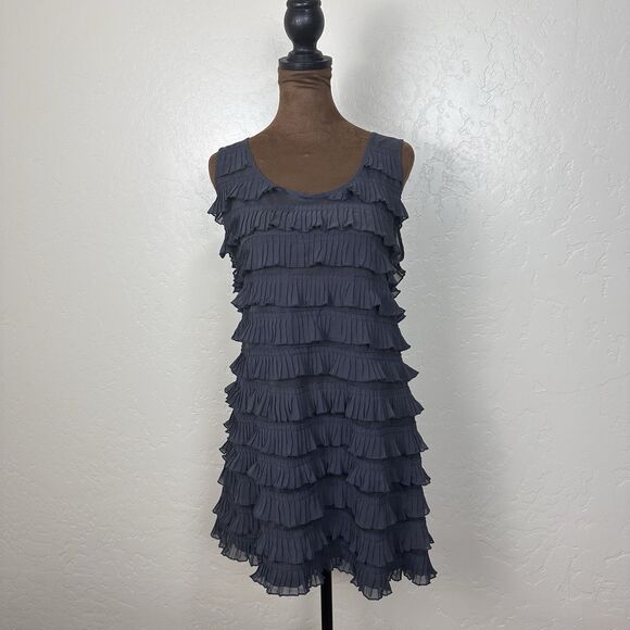 Tank Dress L Layered Y2K Tunic Mini Tiered Gatsbycore Chiffon Flapper Glam - Picture 2 of 11
